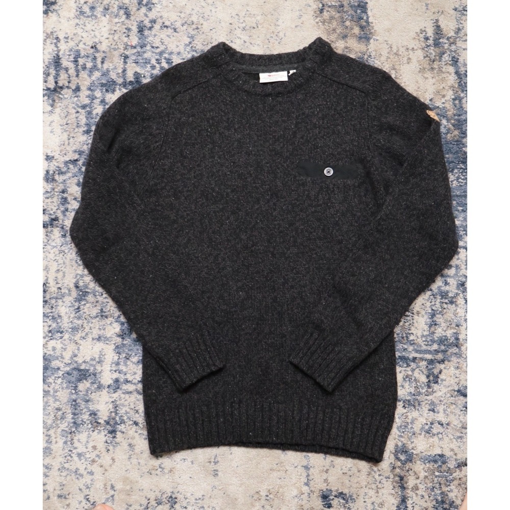 Fjallraven Lada Round-Neck Sweater Mens Small Grey Wool Blend Marled Knit  EUC